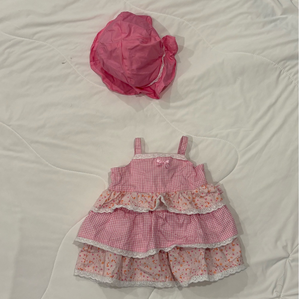 Pink Vintage Dress with Bonnet